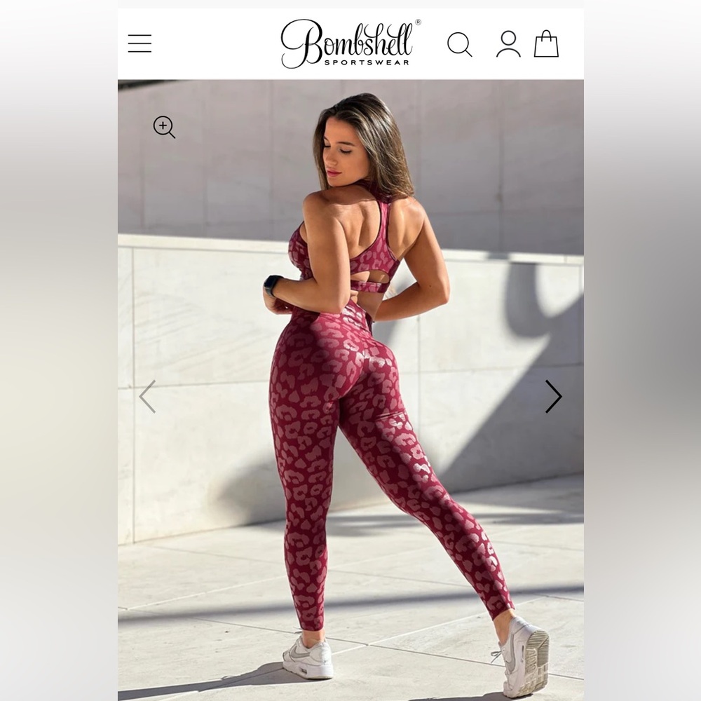 Bombshell raspberry shine leopard leggings